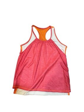 Lucky in Love Girls Athletic Tank Top Pink/Orange/White Medium 10-12 NWT
